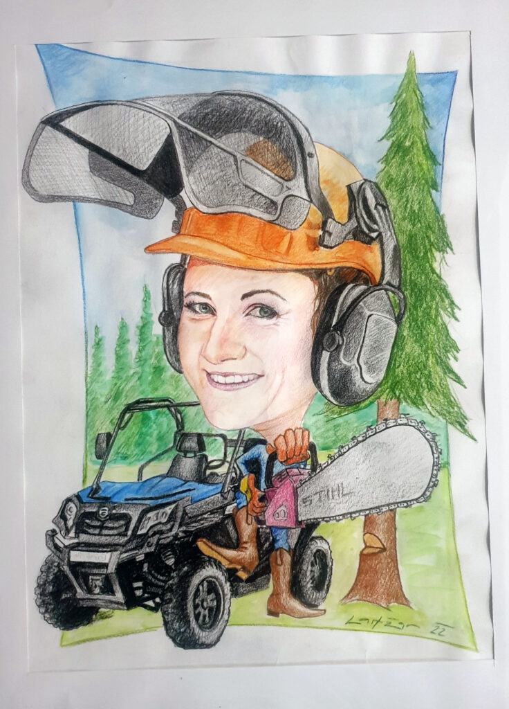 karikatura -gozdarka