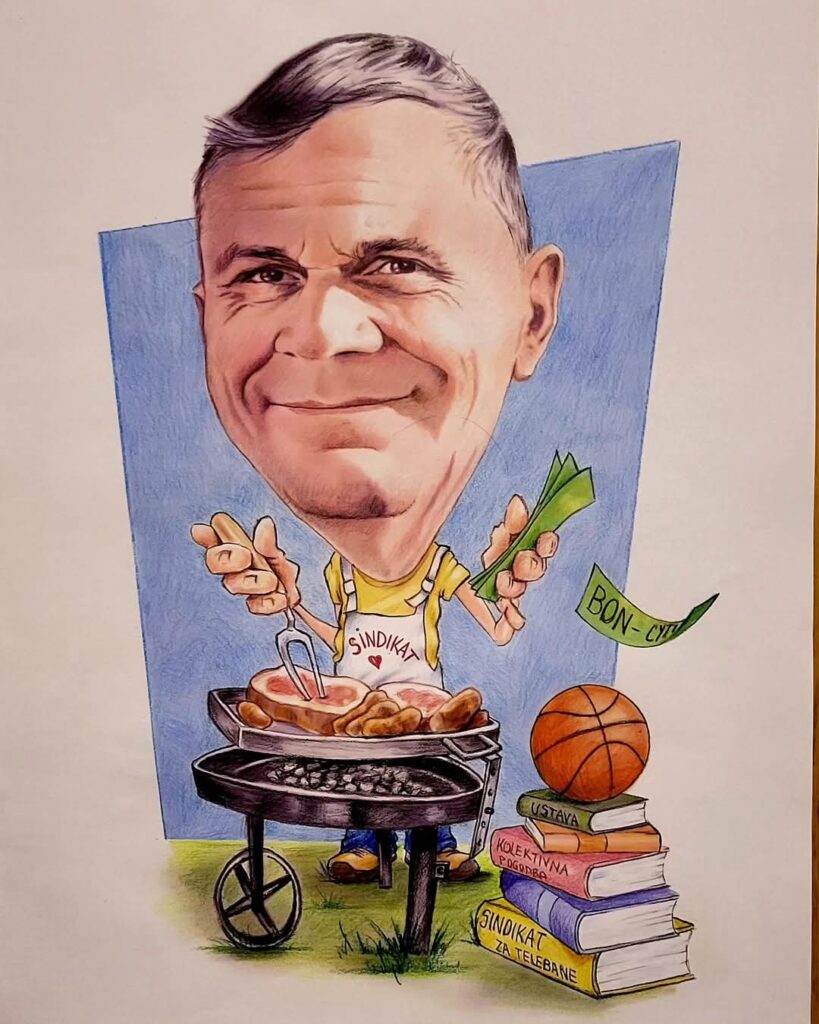moška karikatura ob abrahamu s prikazom hobijev slavljenca